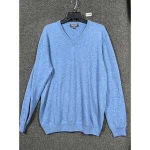 Mantovani Studio 100% Italian Cashmere Sweater Mens Size XXL Blue V-Neck Soft